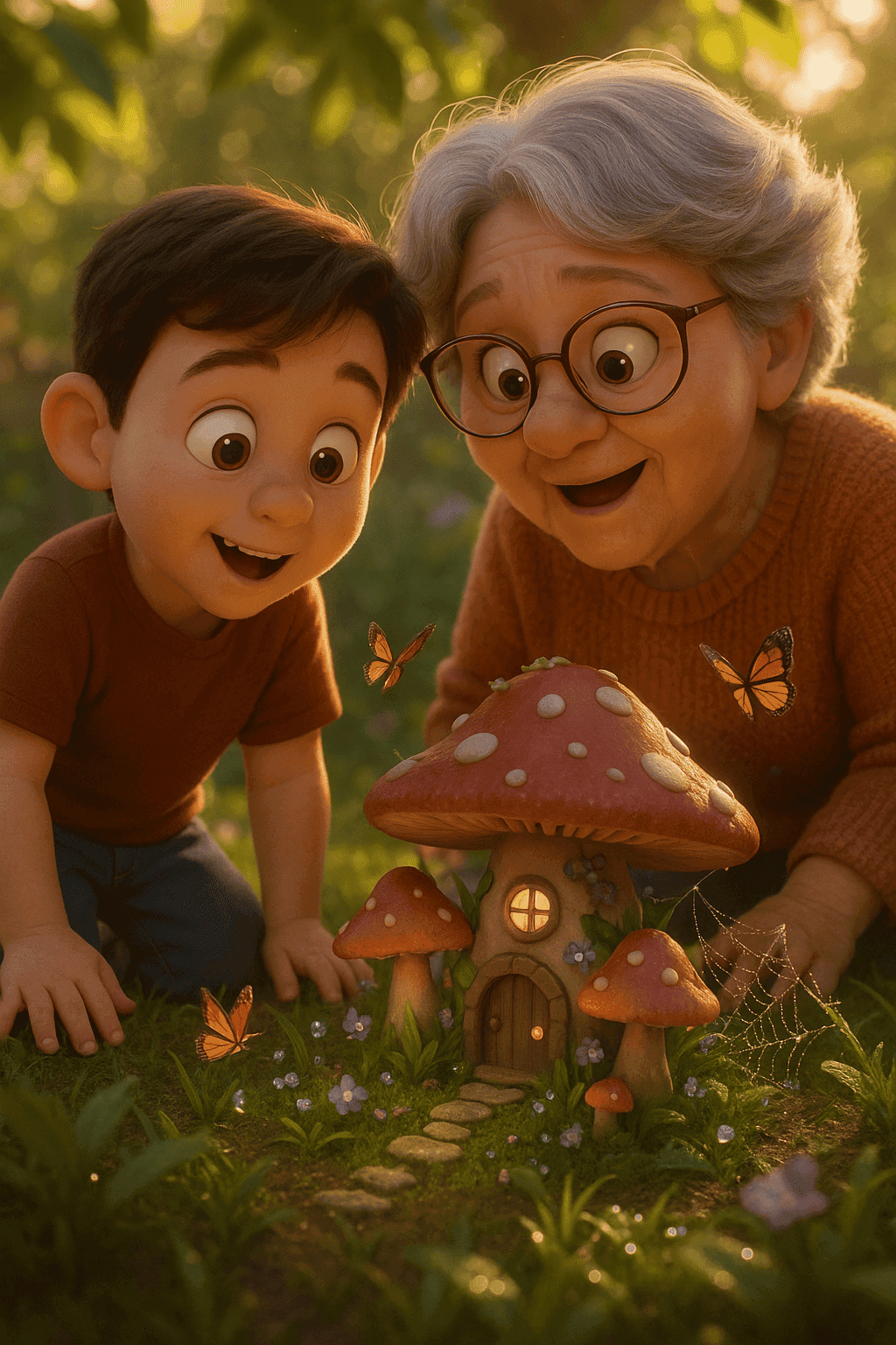 Stylized fantasy mushroom scene